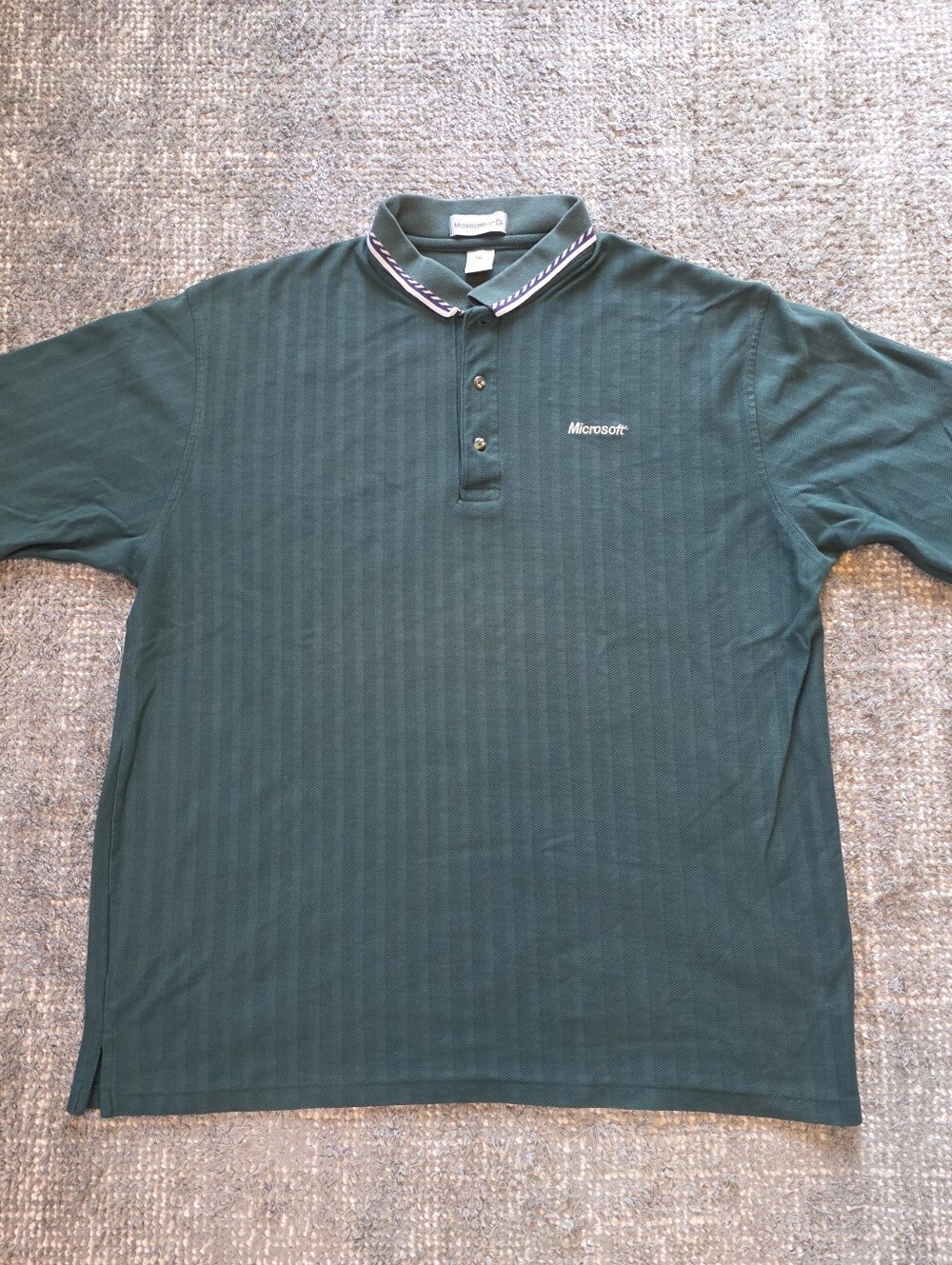 Vintage Microsoft Polo Shirt Mens XXL Munsingwear Green Made USA Tech Logo